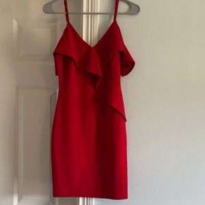 Chic Red Ruffle Mini Dress